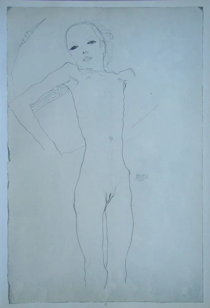 Siebdruck Schiele (After) - Junge Frau nackt und liegend