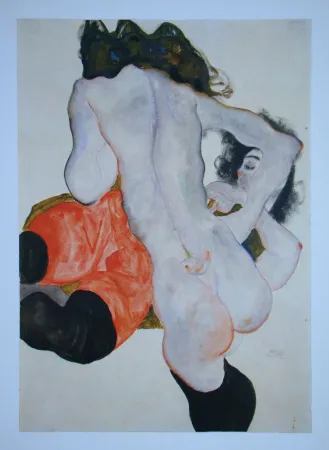 Offset Schiele (After) - Weibliches Liebespaar