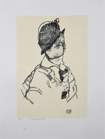 Lithographie Schiele - EDITH SCHIELE, 1915