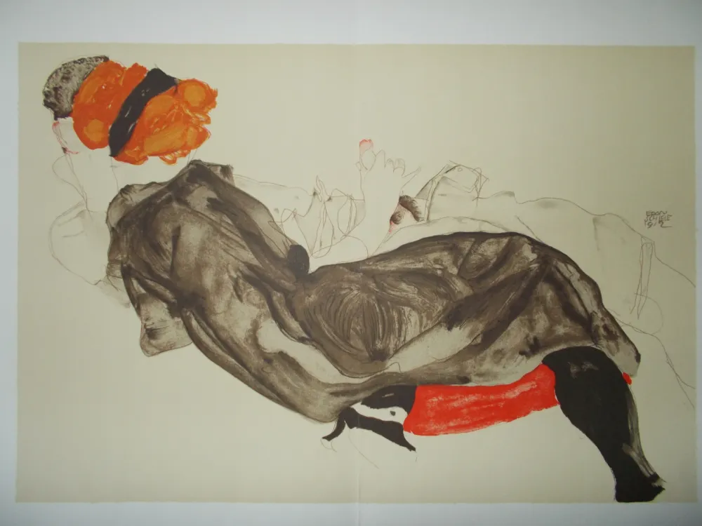 Lithographie Schiele - Le couple