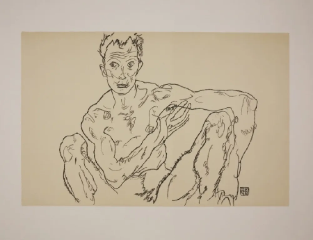 Lithographie Schiele - LE DERNIER AUTOPORTRAIT / THE LAST SELF-PORTRAIT - 1918
