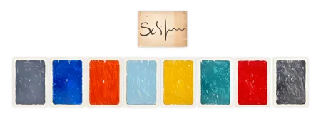 Siebdruck Schifano - Mario Schifano (1934–1998) - Monochrome - complete wood folder containing 8 silkscreen prints with enamel on cardstock - 1975
