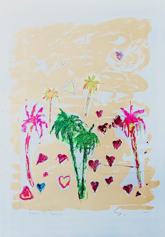 Siebdruck Schifano - Palme e cuori