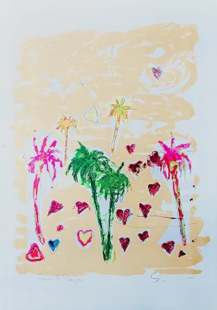 Siebdruck Schifano - Palme e cuori