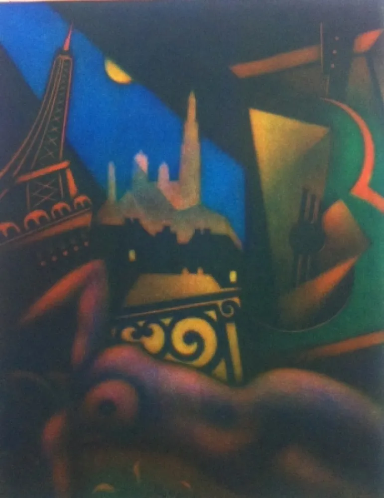 Mezzotinto Schkolnyk - Les toits de Paris