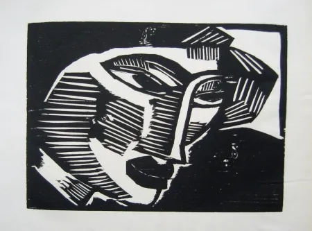Holzschnitt Schmidt-Rottluff - Frauenkopf (Woman's Head)