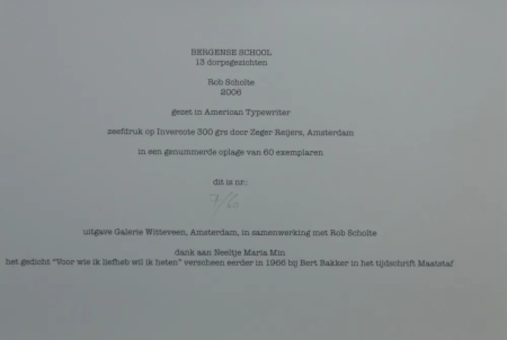 Siebdruck Scholte - Bergen, 13 dorpsgezichten, gafiekmap