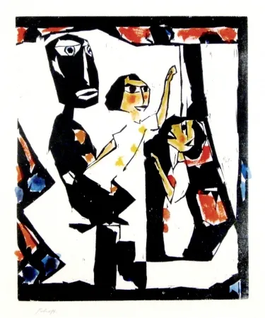 Holzschnitt Schott - Thetaer (Theatre)