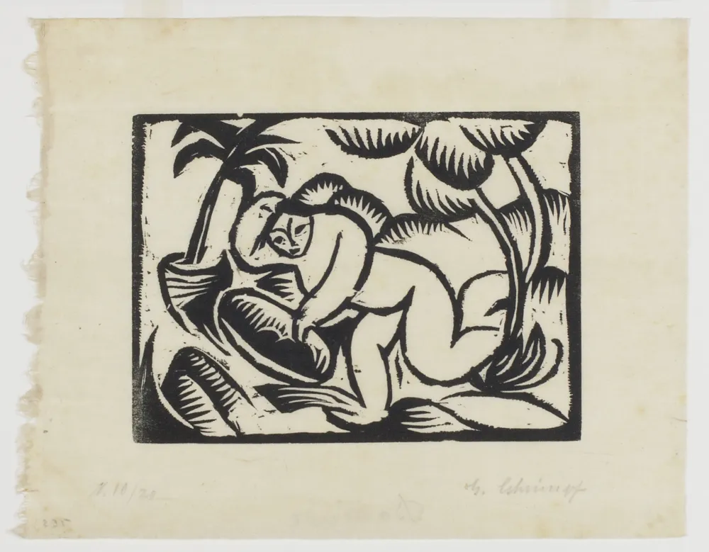 Holzschnitt Schrimpf - Badende