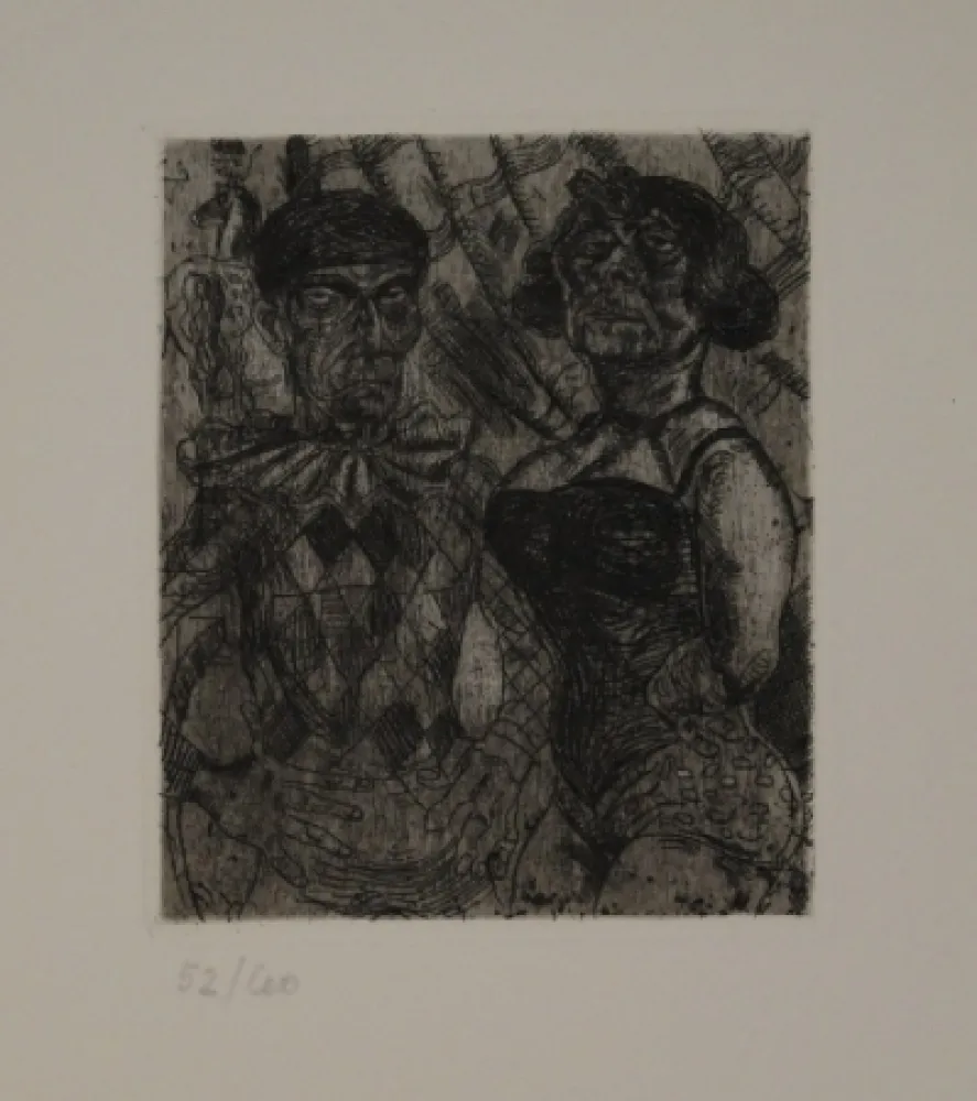 Radierung Schürch - Artistenpaar