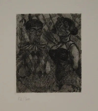 Radierung Schürch - Artistenpaar