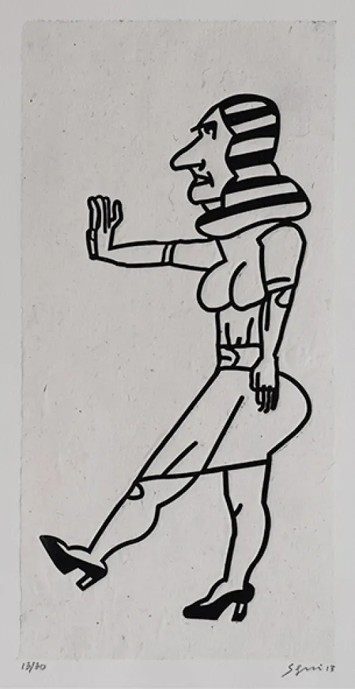 Radierung Segui - Dame debout