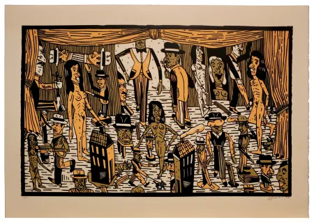 Linolschnitt Segui - Théatre de la ville II