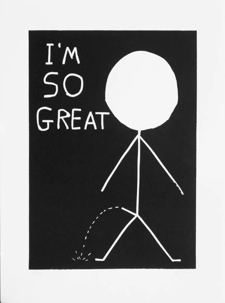 Linolschnitt Shrigley - I am so great