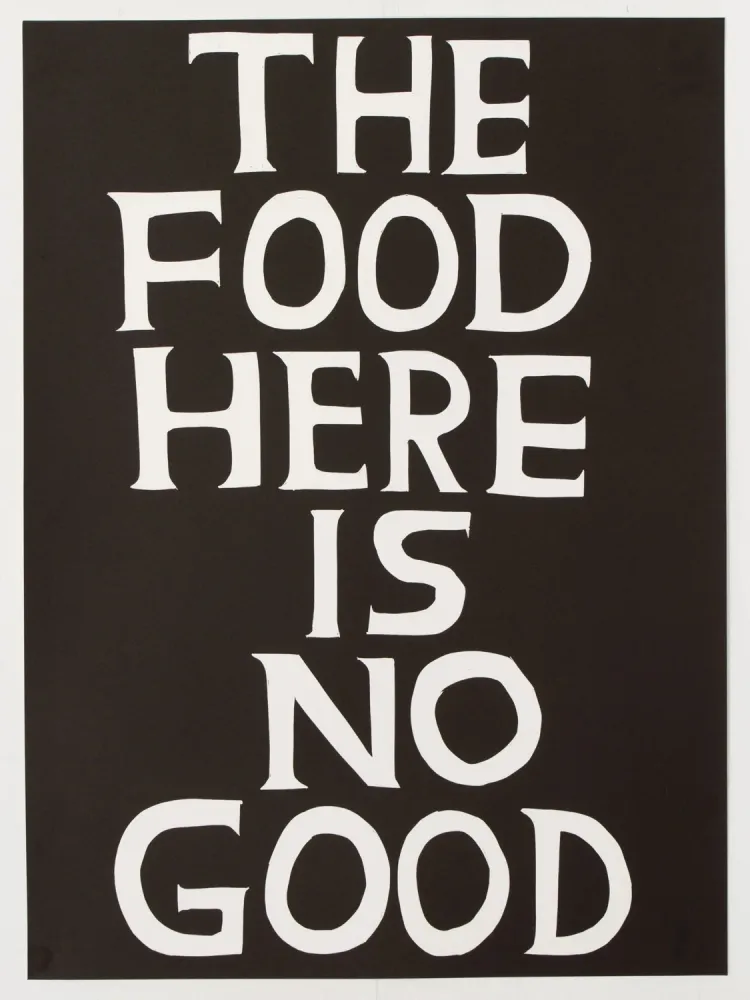 Linolschnitt Shrigley - The food here is no good