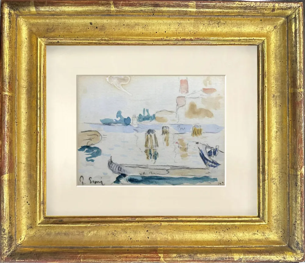 Keine Technische Signac - VUE SUR LE PORT AVEC BATEAU DE REPOS