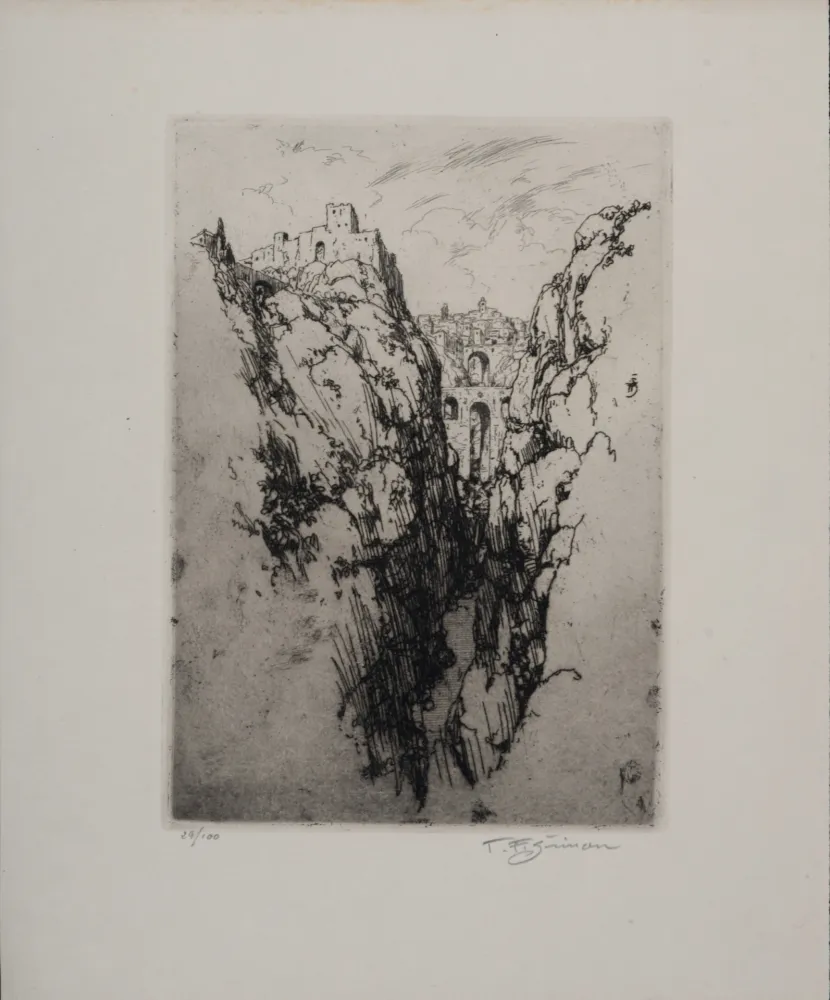 Radierung Simon - Vue de Ronda, c. 1913 - Hand-signed!