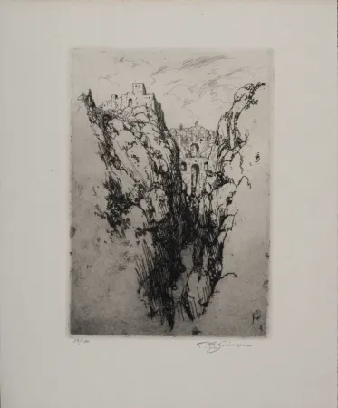 Radierung Simon - Vue de Ronda, c. 1913 - Hand-signed!