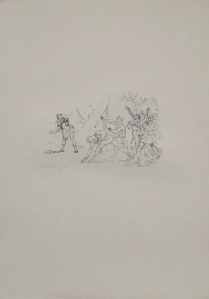 Lithographie Slevogt - Aufstand der Soldaten gegen Klearchos