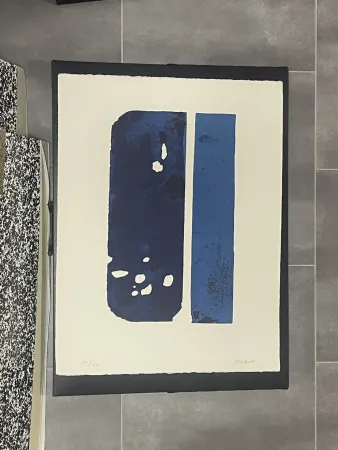Stich Soulages - Eau forte bleue XXX (1974)