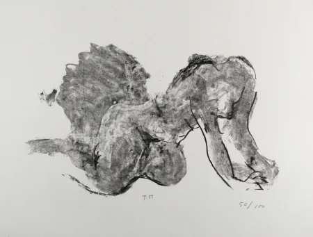 Lithographie Stadler - Liegender Akt