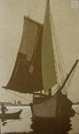 Holzschnitt Staschus - Vor Anker