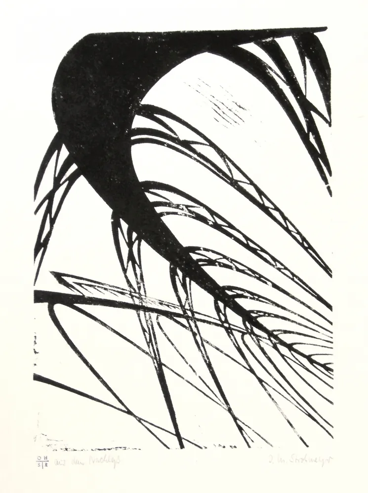 Linolschnitt Strohmeyer - Hochbahn (Elevated railway)