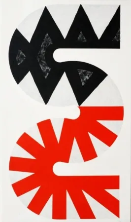 Lithographie Sugai - Rouge et noir