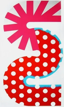 Lithographie Sugai - Rouge et rose