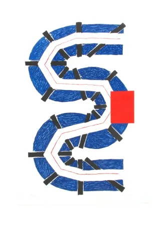 Radierung Und Aquatinta Sugai - S bleu