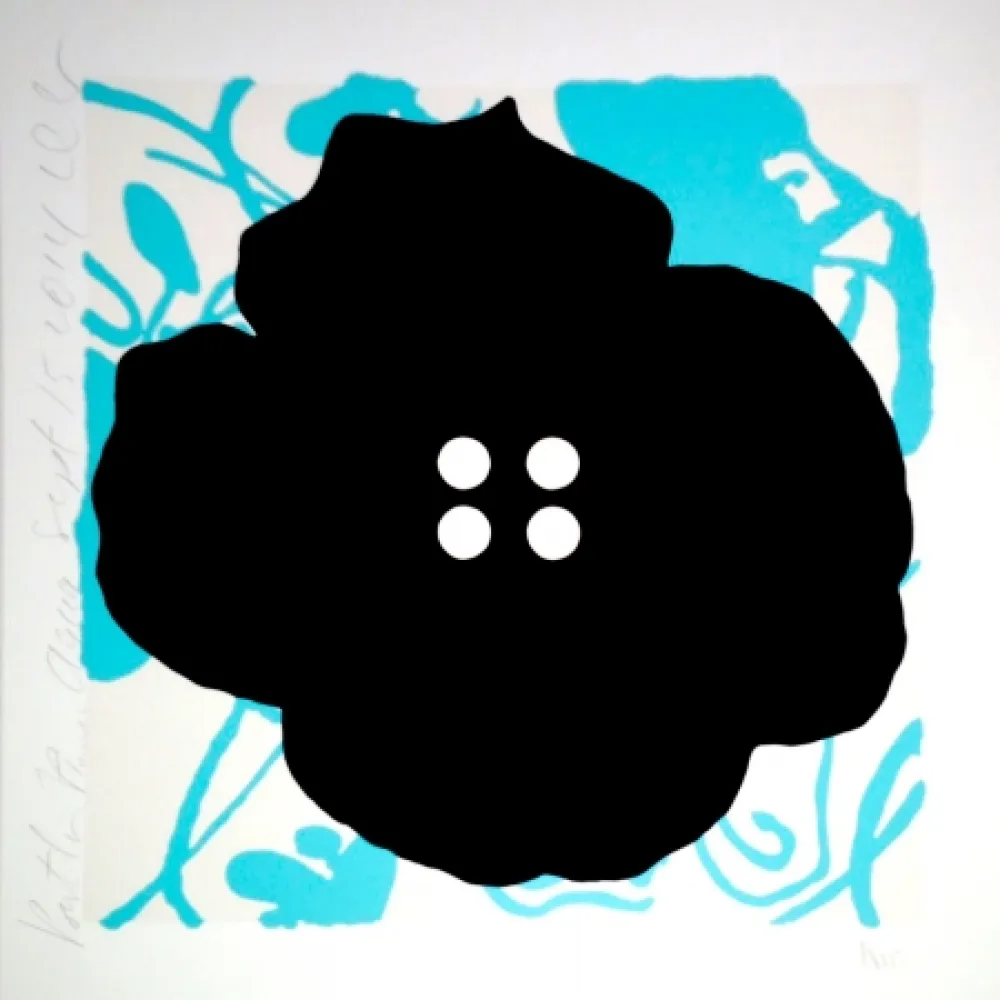 Siebdruck Sultan - Button Flower Aqua