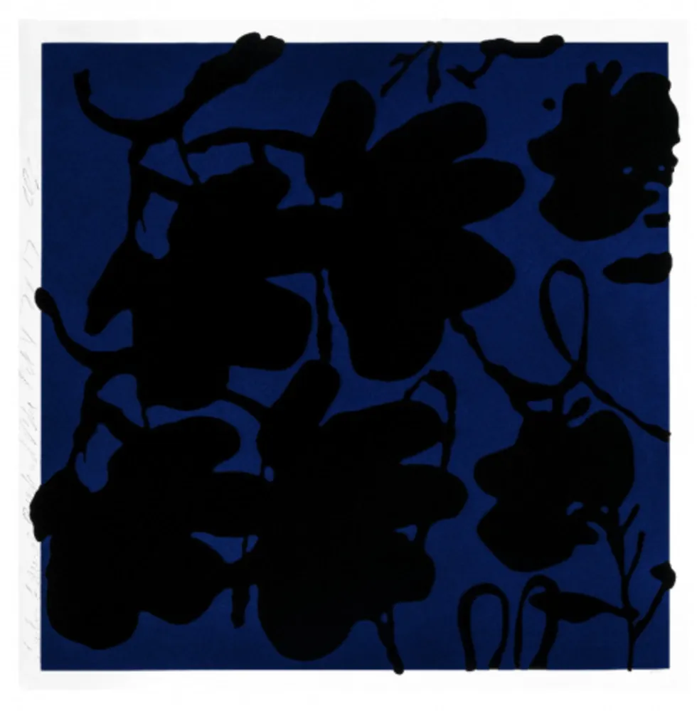 Siebdruck Sultan - Lantern flowers (Black & blue)