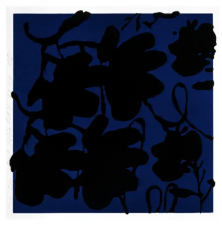 Siebdruck Sultan - Lantern flowers (Black & blue)