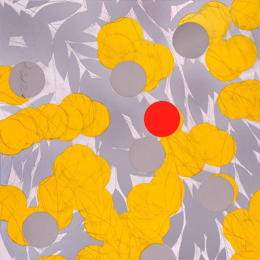 Siebdruck Sultan - Yellow Mimosa with Red