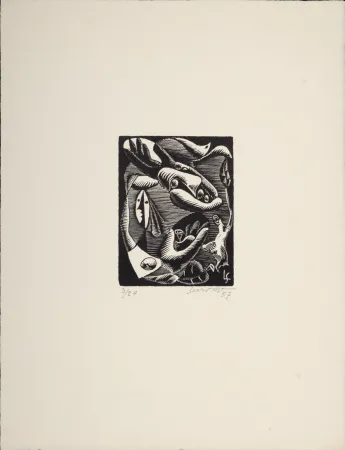 Holzschnitt Survage - Composition surréaliste XXV (1), 1957