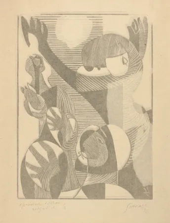 Monotypie Survage - épreuve d'essai négative