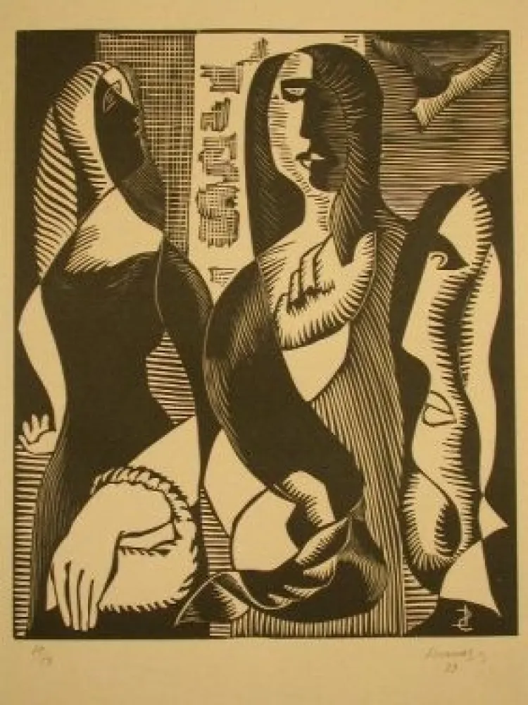 Holzschnitt Survage - Femmes Cubistique