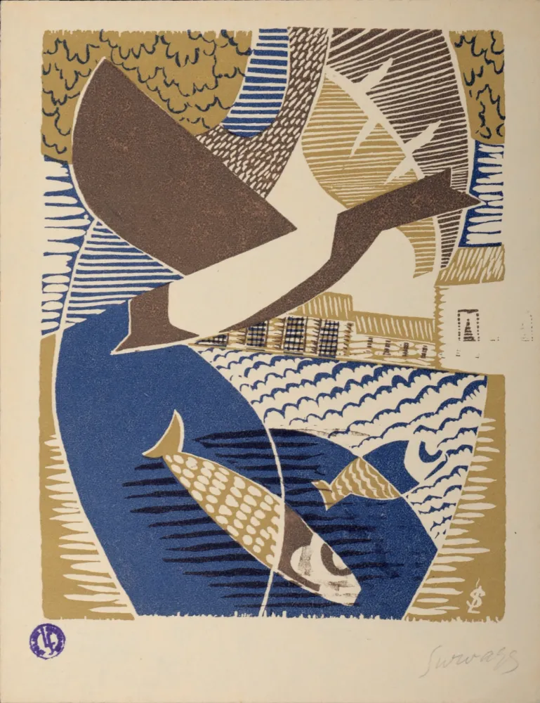 Holzschnitt Survage - Le château de l’Etang Rouge, 1926 - Hand-signed!