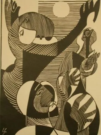 Holzschnitt Survage - Moon