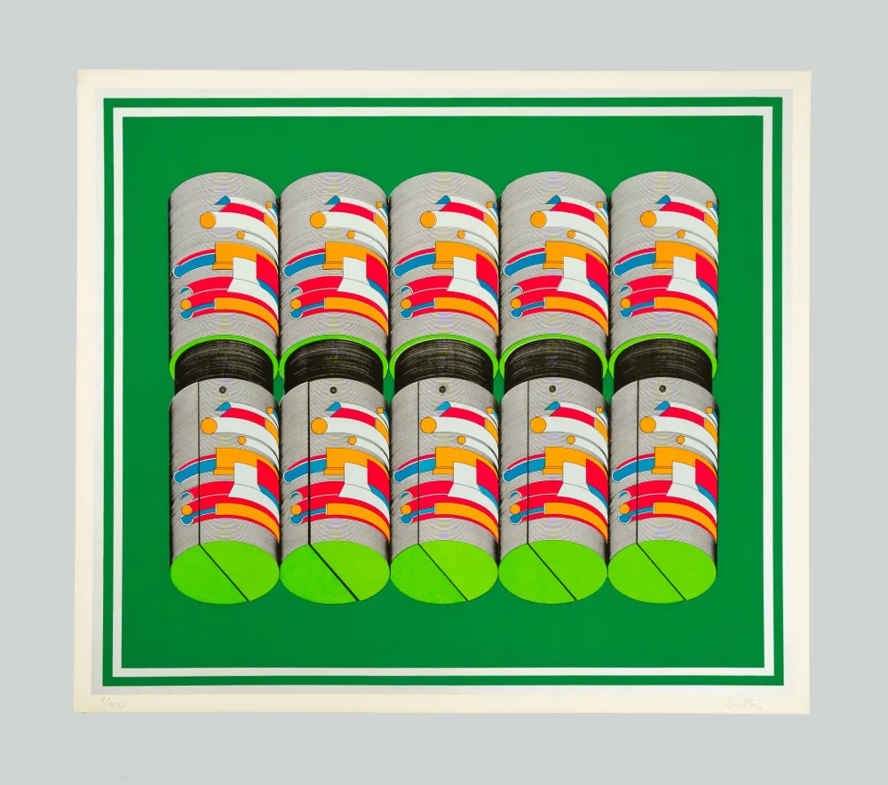 Siebdruck Sutej - Geometrico mobile (verde)