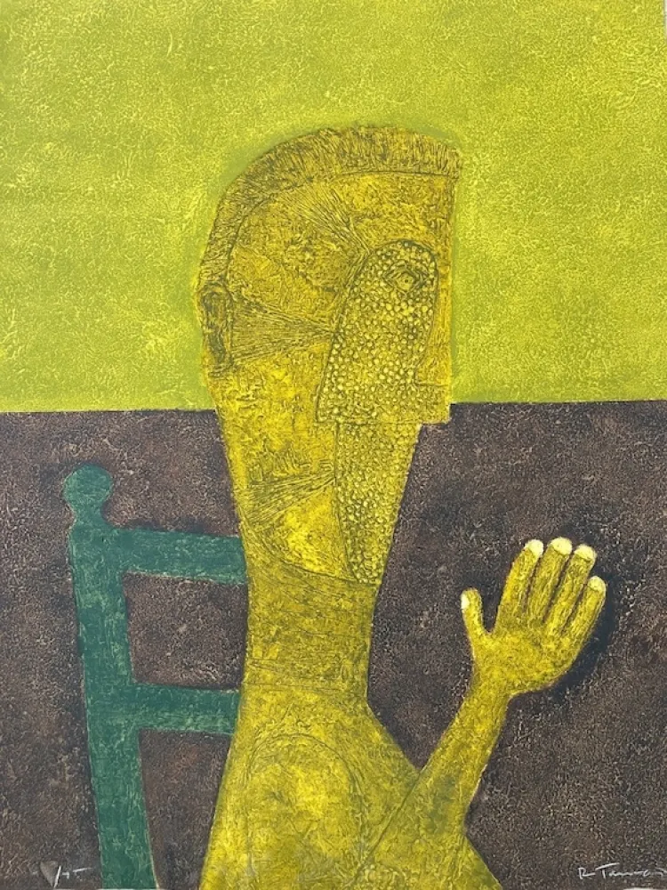 Radierung Tamayo - Hombre sentado