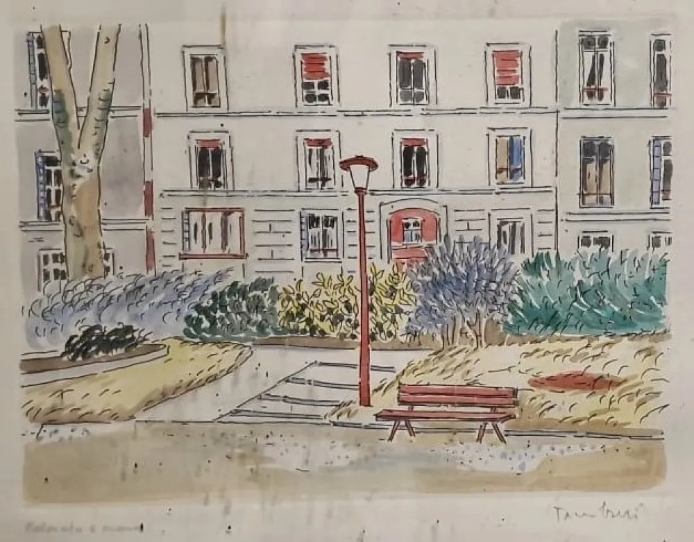 Radierung Tamburi - Ai giardini