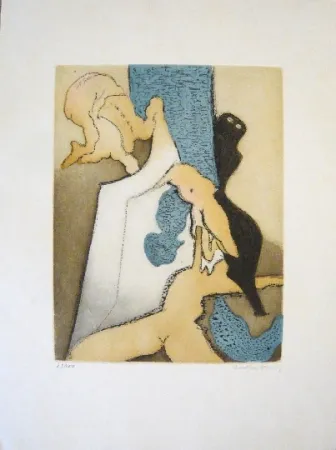 Radierung Und Aquatinta Tanning - Composition 5