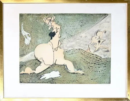 Stich Tanning - Dorothea Tanning (1910-2012) - Bonjour Max Ernst - Etching and aquatint on paper - 1975
