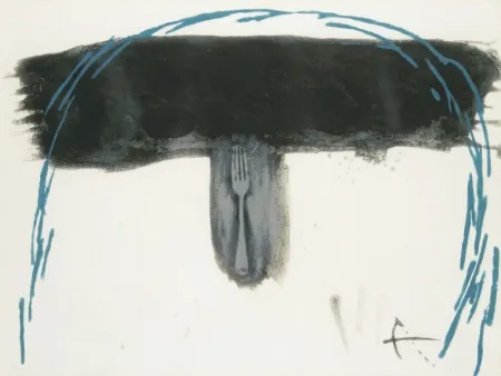 Radierung Tàpies - Arc blau (Blauer Bogen) 