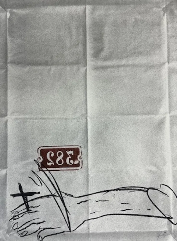 Lithographie Tàpies - Bras et chiffres
