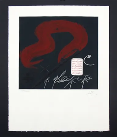 Radierung Und Aquatinta Tàpies -  Cinta Roja ( U No es Ningu)