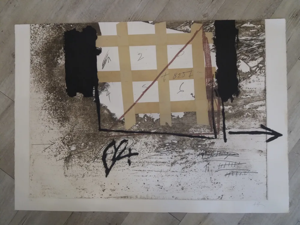 Radierung Und Aquatinta Tàpies - Grille de papier