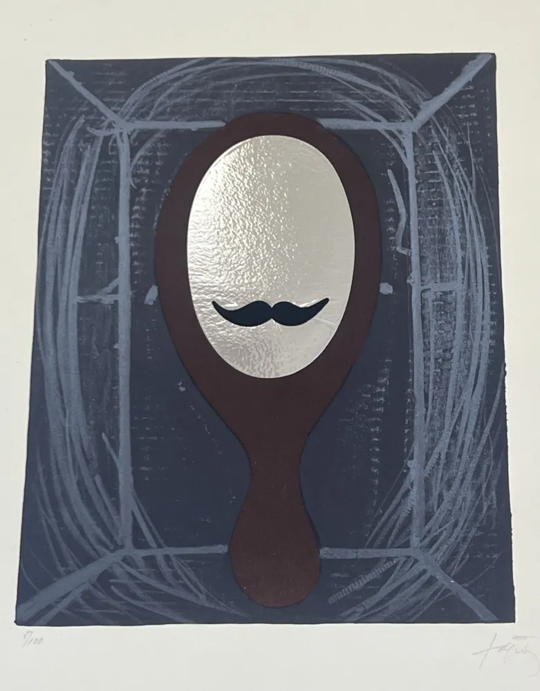 Lithographie Tàpies - L'homme au miroir, 1969