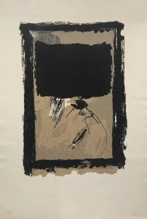 Stich Tàpies - Rectangle Noir et Collage